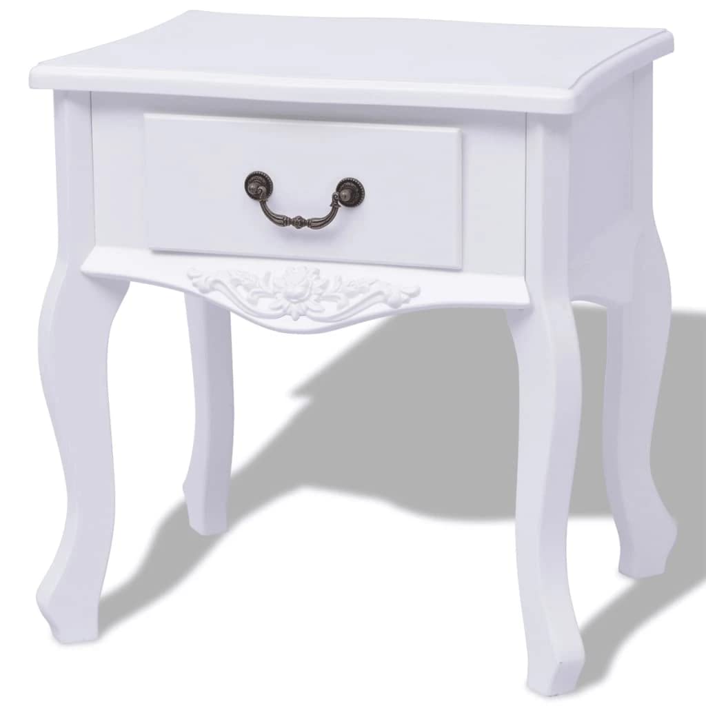 Vidaxl 1/2X Side Cabinet Mdf White Drawer Storage Organizer Box Nightstand